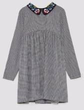 zara checked dress collar