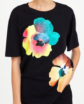 zara black floral tee