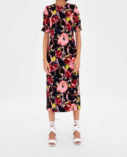 zara floral midi dress
