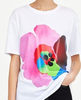zara white floral tee