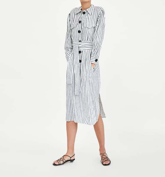 black and white striped zara dress Zara Red, Black And White Striped Midi Length Dress | Gently Used