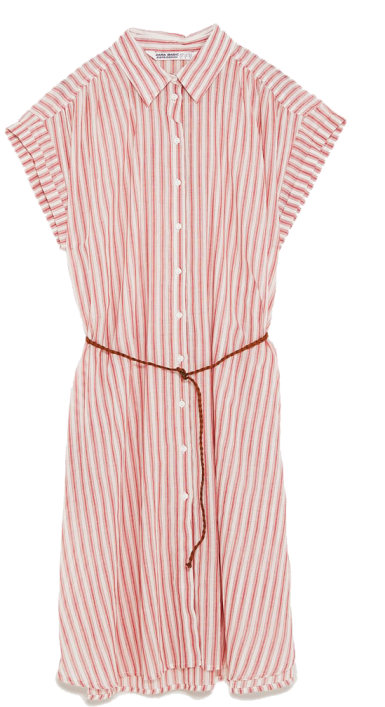 pink striped shirtdress zara