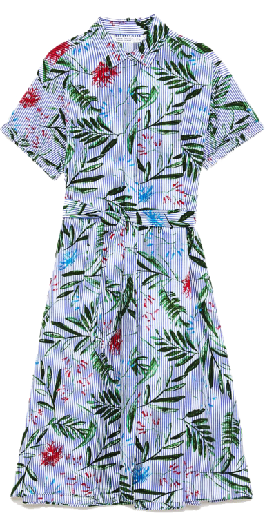 zara stripes and floral shirtdress