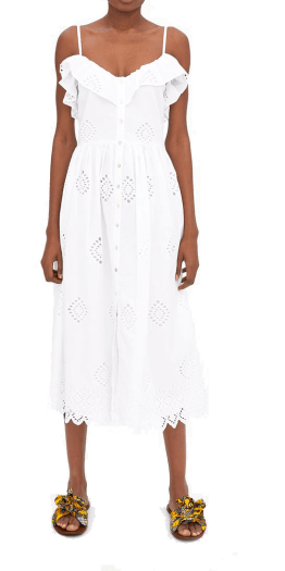 zara white embroidered dress